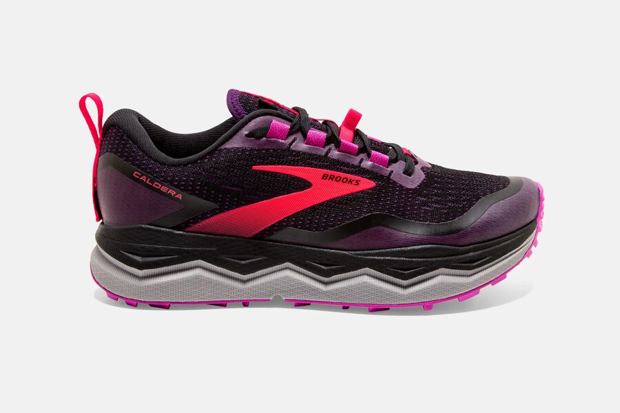 Womens Brooks Caldera 5 Trail Shoes Black/Fuschia/Purple | 742813-YTR